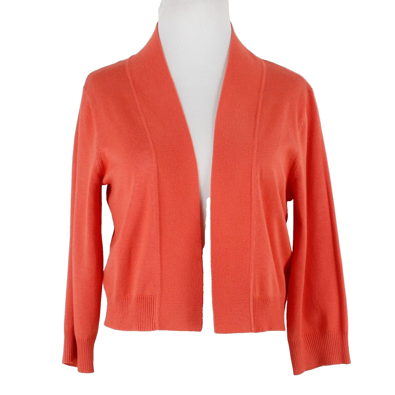 Ronni Nicole Sz M Peach Open Ribbed Edges Rayon Nylon Knit Short Wrap