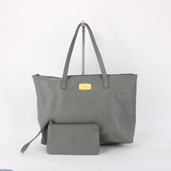 Joy Mangano Purse Gray 18 x 12 x 5 Inner Pockets With Wristlet Shoulder Purse