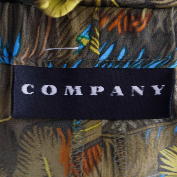 Company NEW $112 Sz L x 30 Olive Aqua Tropical Elastic Pockets Silk Pant