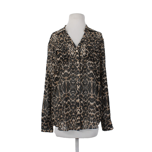 New York And Company Top NEW $45 Sz L Brown Black Animal Print 100% Poly Top