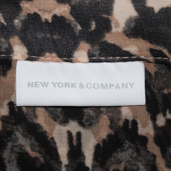 New York And Company Top NEW $45 Sz L Brown Black Animal Print 100% Poly Top