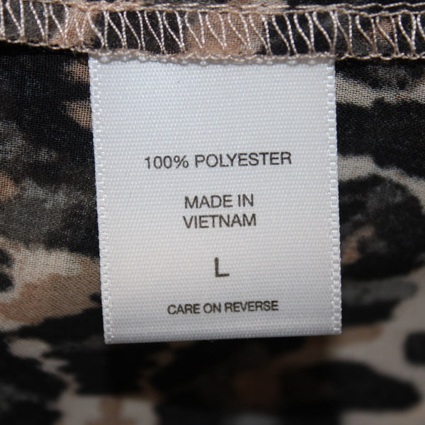 New York And Company Top NEW $45 Sz L Brown Black Animal Print 100% Poly Top
