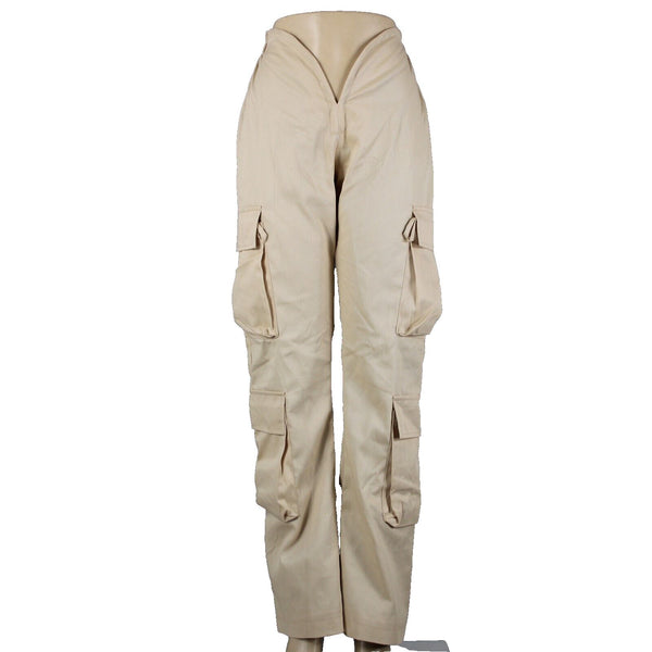 Varenne NEW Sz XS x 32 Tan Cargo Pockets Elastic Waist Lined No Fabric Pant
