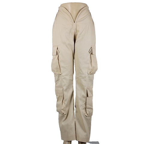 Varenne NEW Sz XS x 32 Tan Cargo Pockets Elastic Waist Lined No Fabric Pant
