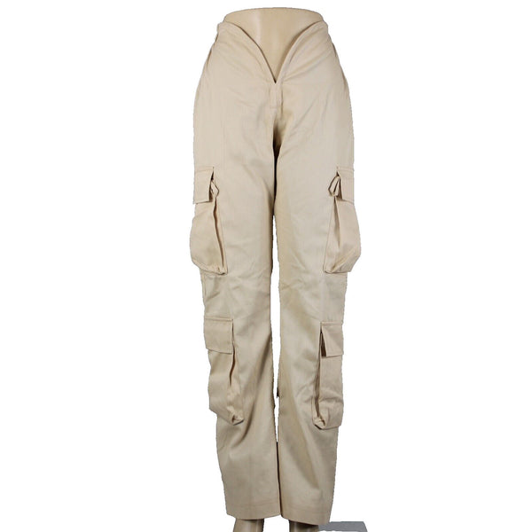 Varenne NEW Sz XS x 32 Tan Cargo Pockets Elastic Waist Lined No Fabric Pant