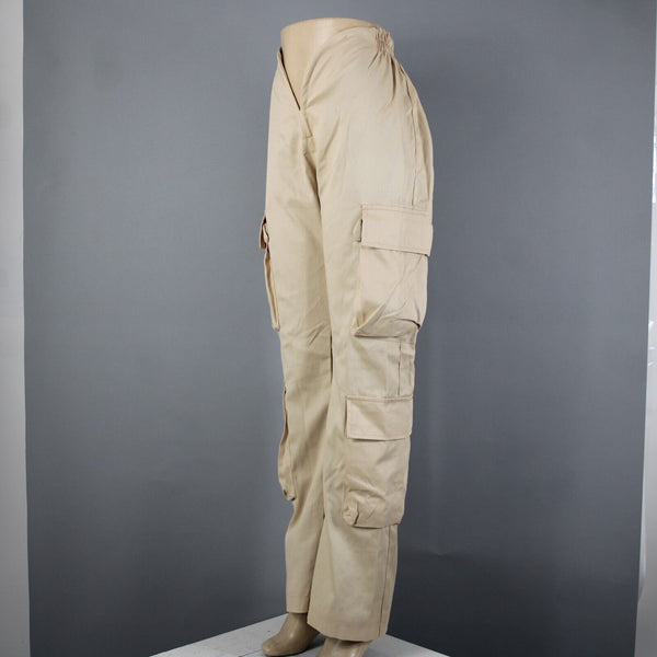 Varenne NEW Sz XS x 32 Tan Cargo Pockets Elastic Waist Lined No Fabric Pant