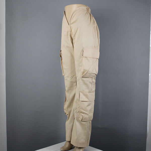 Varenne NEW Sz XS x 32 Tan Cargo Pockets Elastic Waist Lined No Fabric Pant