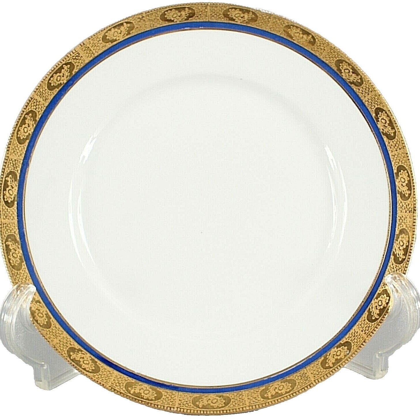 Hutschen Reuther Royal 8" White Blue 18KT Gold Trim Porcelain Plate