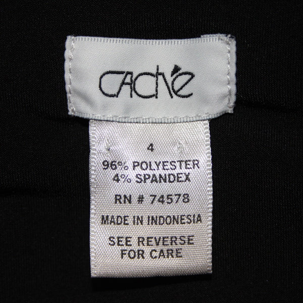 Cache Dress Sz 4 Black Pink Floral 3/4 Sleeve Midi Polyester Spandex  Dress