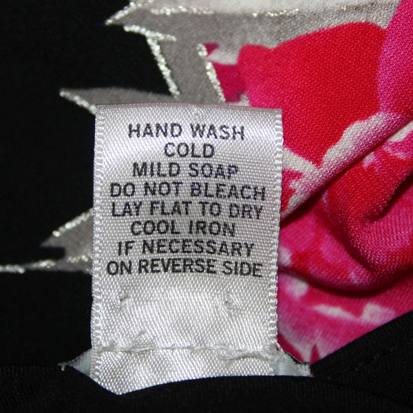 Cache Dress Sz 4 Black Pink Floral 3/4 Sleeve Midi Polyester Spandex  Dress