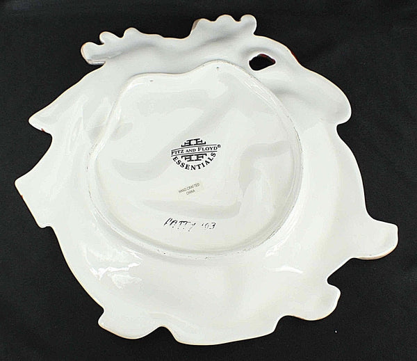 Fitz and Floyd Essentials 8" Red Green Cream Multi Reindeer Holiday Plate