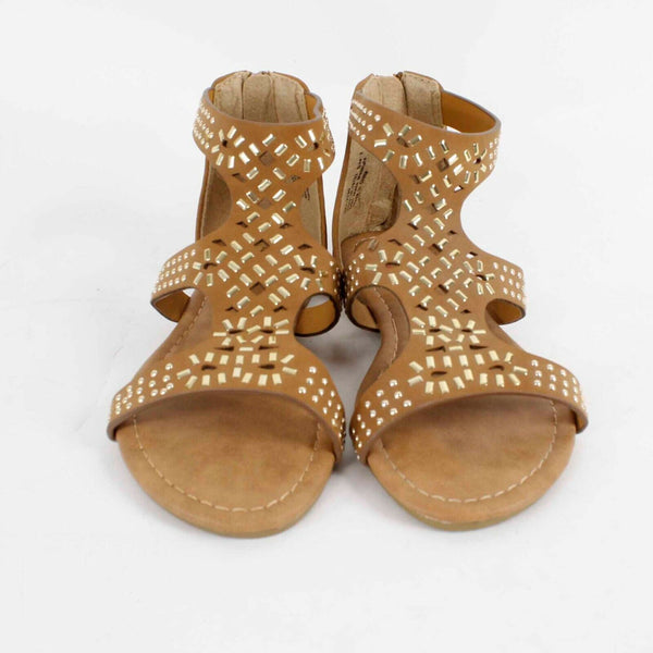 Nanette Lepore NEW $26 Sz 3 Girls Brown Gold Man Made Materials Sandals