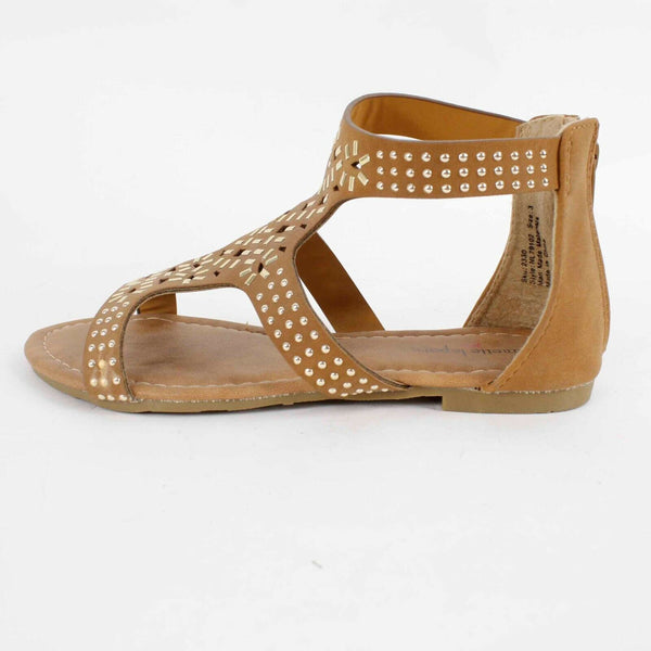 Nanette Lepore NEW $26 Sz 3 Girls Brown Gold Man Made Materials Sandals