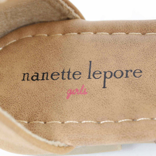 Nanette Lepore NEW $26 Sz 3 Girls Brown Gold Man Made Materials Sandals