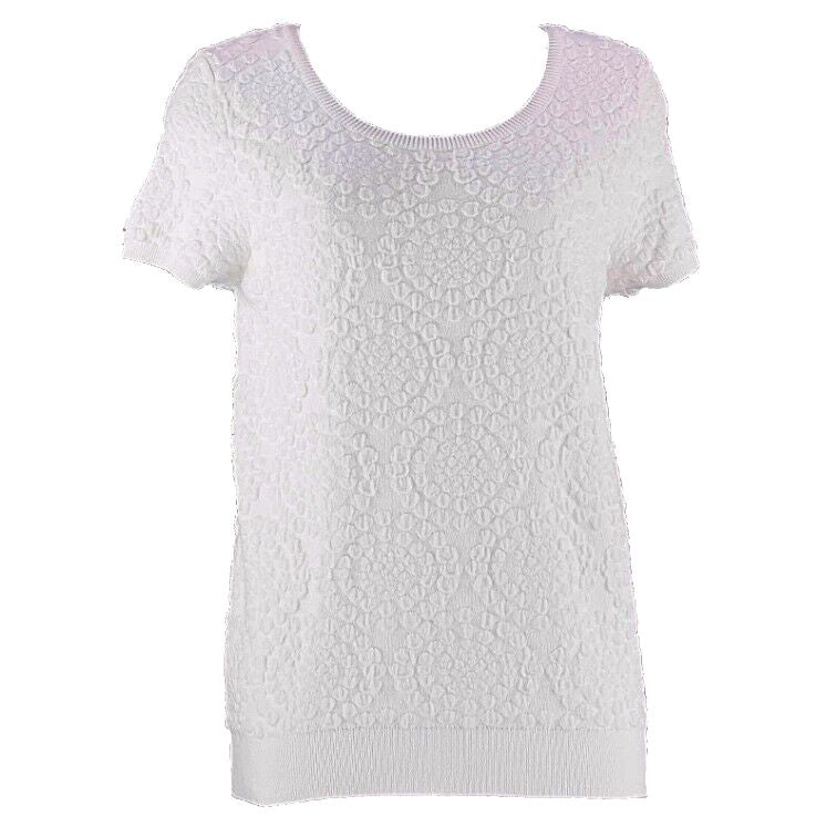 Moth NEW $98 Sz M Ivory Textured Scoop Neck Stretch  Top