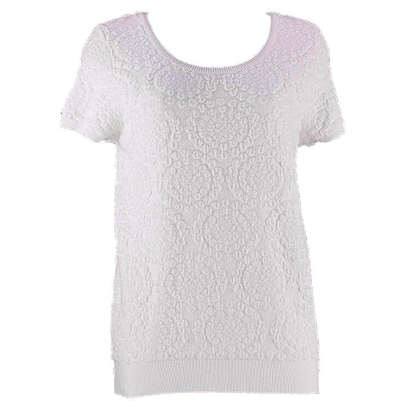 Moth NEW $98 Sz M Ivory Textured Scoop Neck Stretch  Top
