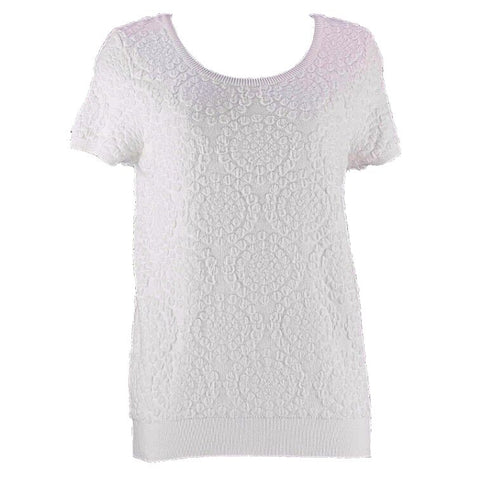 Moth NEW $98 Sz M Ivory Textured Scoop Neck Stretch  Top