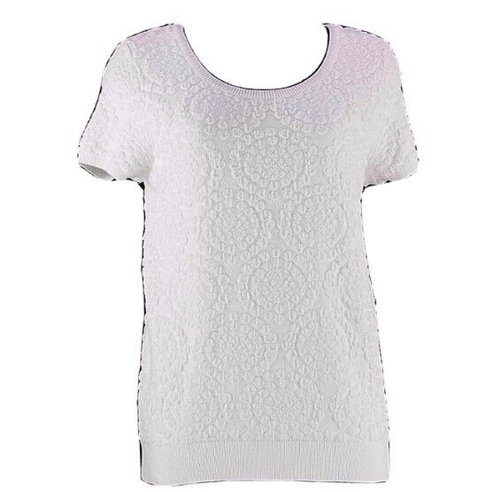 Moth NEW $98 Sz M Ivory Textured Scoop Neck Stretch  Top