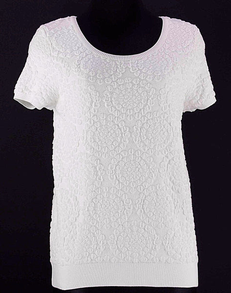 Moth NEW $98 Sz M Ivory Textured Scoop Neck Stretch  Top