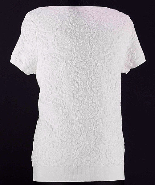 Moth NEW $98 Sz M Ivory Textured Scoop Neck Stretch  Top
