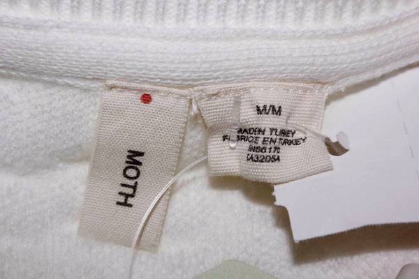 Moth NEW $98 Sz M Ivory Textured Scoop Neck Stretch  Top