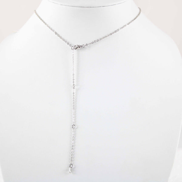 KAREN NEW Silvertone Rhinestone Accent 14.5" w 4.5" Multi Ring Ext Necklace