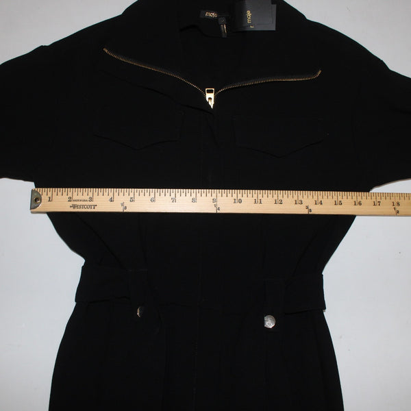 Maje Jumpsuit NEW $525 Pantalon Sz 34 Black Gold Hardware Acetate Poly Jumpsuit