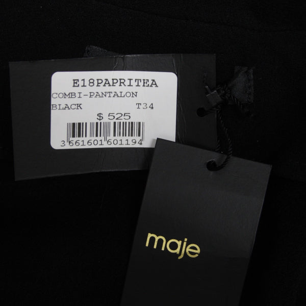Maje Jumpsuit NEW $525 Pantalon Sz 34 Black Gold Hardware Acetate Poly Jumpsuit