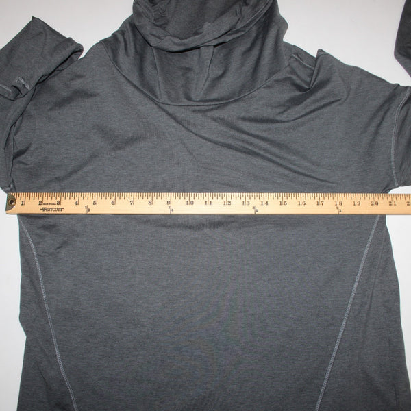 Apana Active Wear Top Sz M Gray Cowl Neck Longer Back Polyester Spandex Sweater