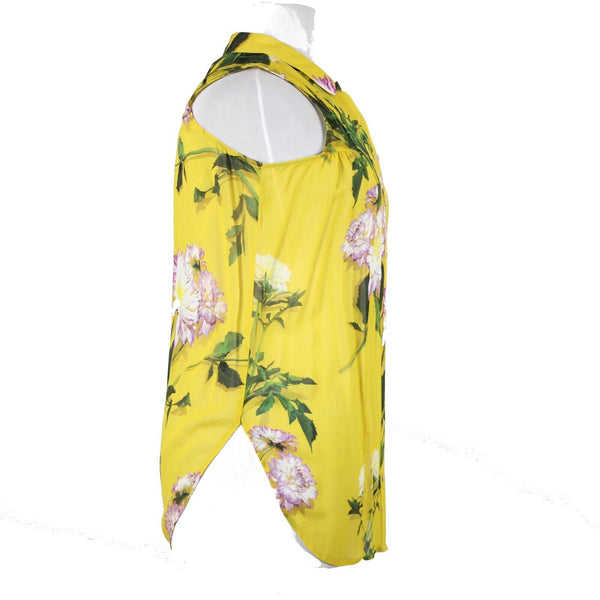 Anthropologie NEW $98 Maeve Sz 10 Yellow Purple Multi Floral 100% Viscose Top