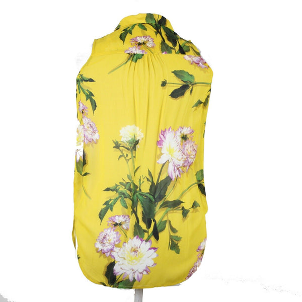 Anthropologie NEW $98 Maeve Sz 10 Yellow Purple Multi Floral 100% Viscose Top