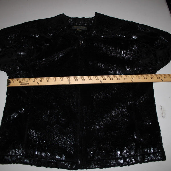 Jackets Galore Sz M Black Collared Animal Print Lined 100% Polyester Jacket