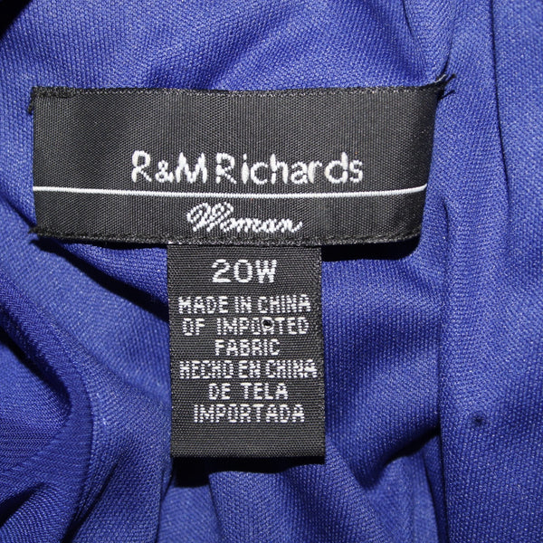 RM Richards Dress Sz 20W Royal Blue Beaded Sequin Key Hole Poly Spandex Dress