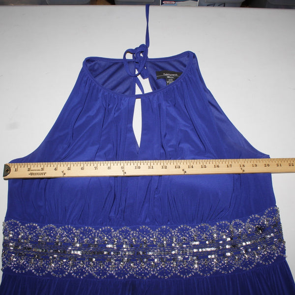 RM Richards Dress Sz 20W Royal Blue Beaded Sequin Key Hole Poly Spandex Dress