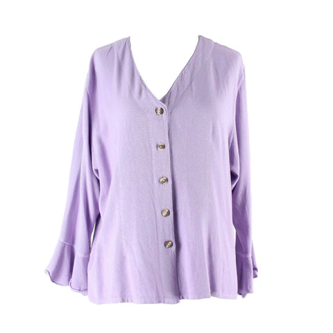 Nomad NEW Sz 45 Lavender Ruffled Flutter Sleeves Cotton Blend Light Jacket