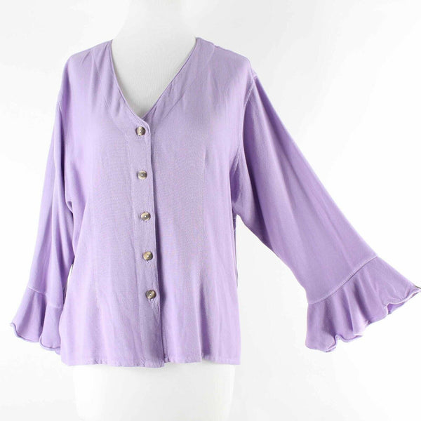 Nomad NEW Sz 45 Lavender Ruffled Flutter Sleeves Cotton Blend Light Jacket
