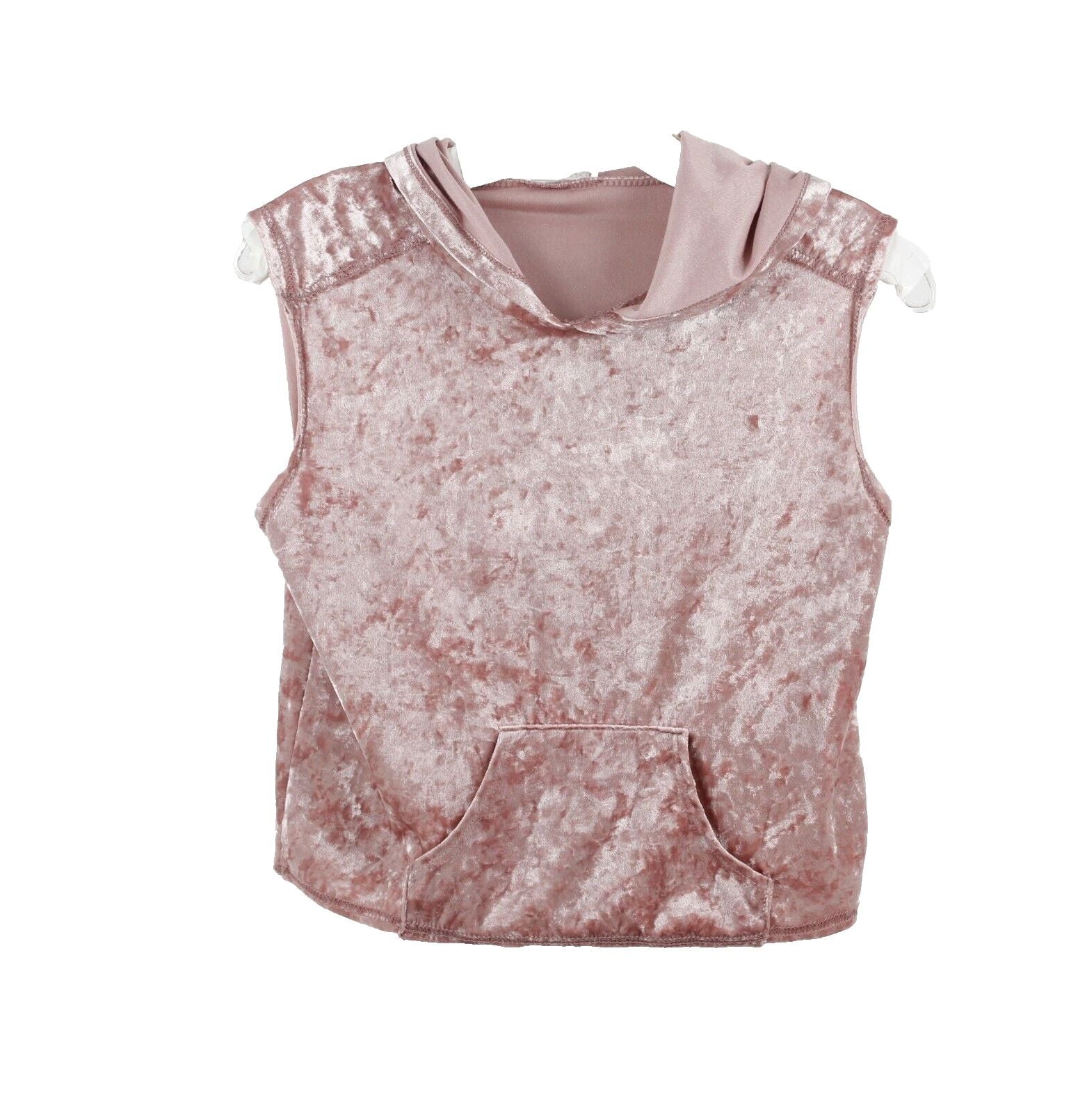 Full Tilt Sz XL Kids Pink Mauve Hooded Pocket Polyester Cotton Vest Top