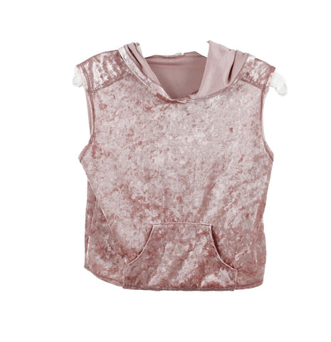 Full Tilt Sz XL Kids Pink Mauve Hooded Pocket Polyester Cotton Vest Top