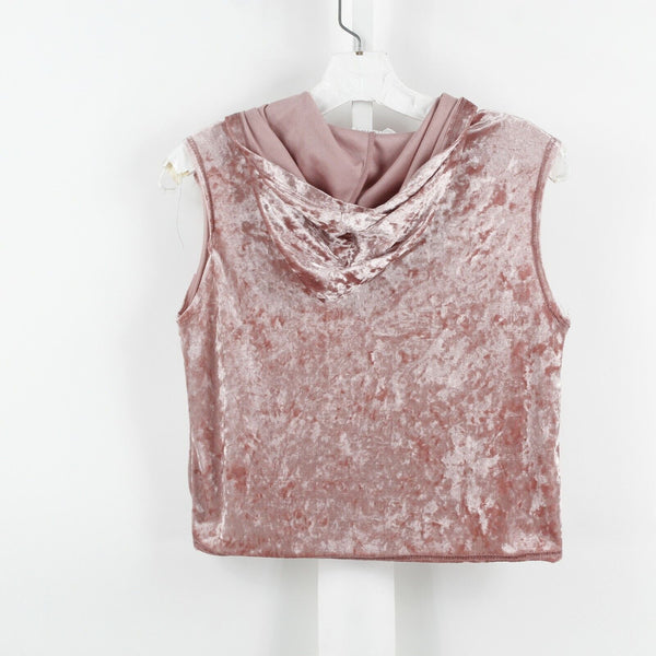 Full Tilt Sz XL Kids Pink Mauve Hooded Pocket Polyester Cotton Vest Top