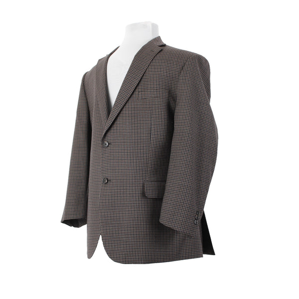 Jos A Bank Executive Trad Fit 44 Brown Taupe Black Check 100% Wool Sport Coat