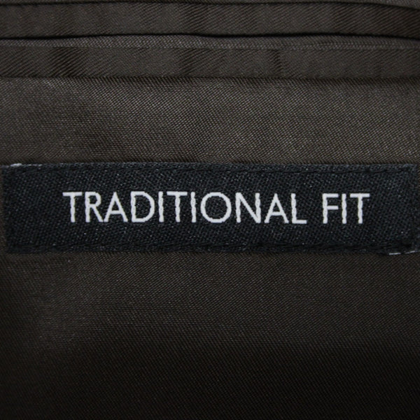 Jos A Bank Executive Trad Fit 44 Brown Taupe Black Check 100% Wool Sport Coat
