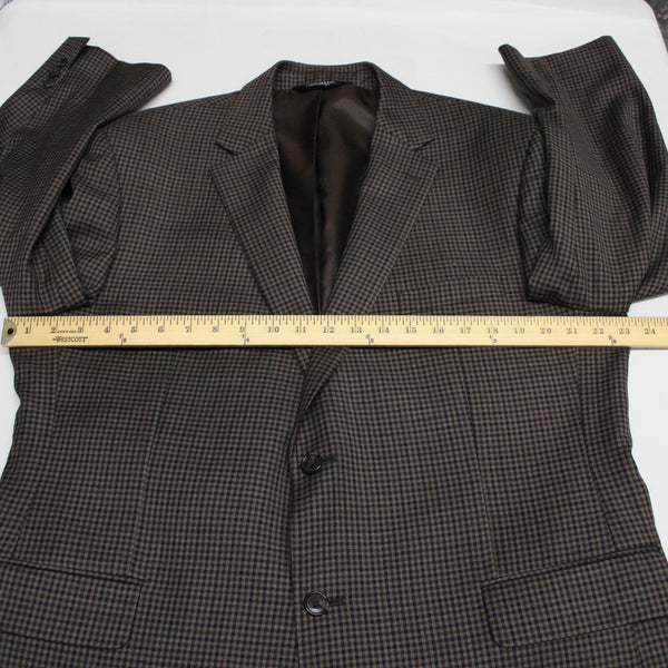 Jos A Bank Executive Trad Fit 44 Brown Taupe Black Check 100% Wool Sport Coat