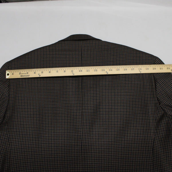 Jos A Bank Executive Trad Fit 44 Brown Taupe Black Check 100% Wool Sport Coat