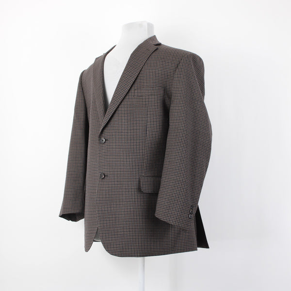 Jos A Bank Executive Trad Fit 44 Brown Taupe Black Check 100% Wool Sport Coat