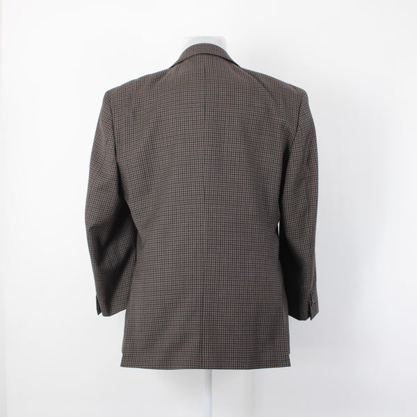 Jos A Bank Executive Trad Fit 44 Brown Taupe Black Check 100% Wool Sport Coat