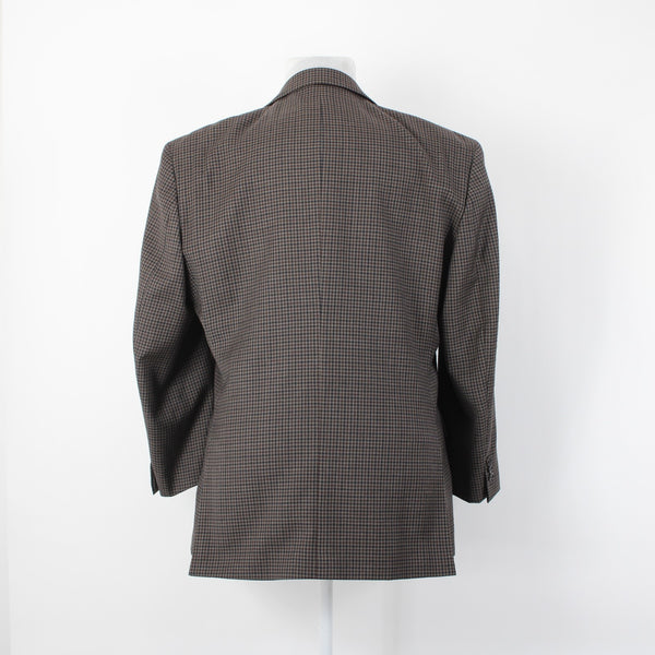 Jos A Bank Executive Trad Fit 44 Brown Taupe Black Check 100% Wool Sport Coat
