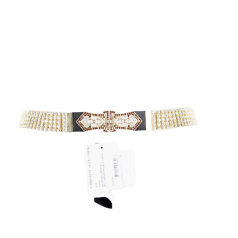 Christine Alexander NEW $125 Sz L Gold Crystal Topaz Hinge Buckle 40" Belt