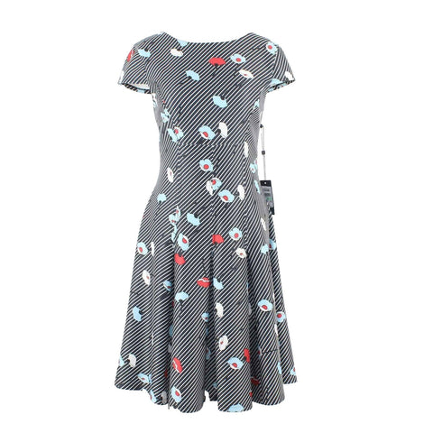 Tommy Hilfiger NEW $129 Sz 8 Navy Blue Multi Pleats Zip Poly Blend Dress