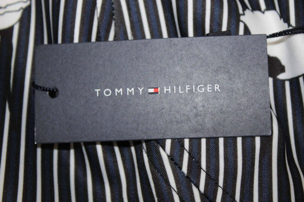 Tommy Hilfiger NEW $129 Sz 8 Navy Blue Multi Pleats Zip Poly Blend Dress