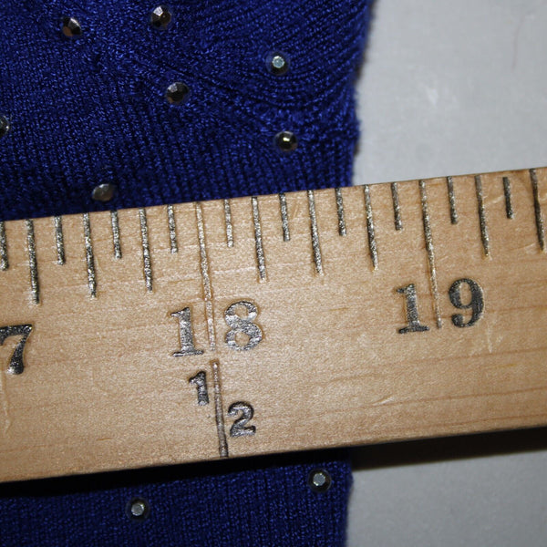 Cache Sz L Royal Blue Silver Studs Ribbed Zipper Viscose Spandex Jacket